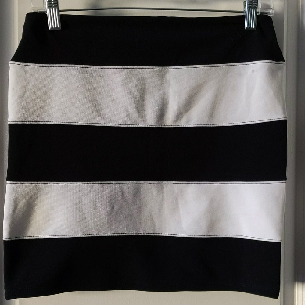 Xhilaration Black White Bandage Mini Skirt Bodycon